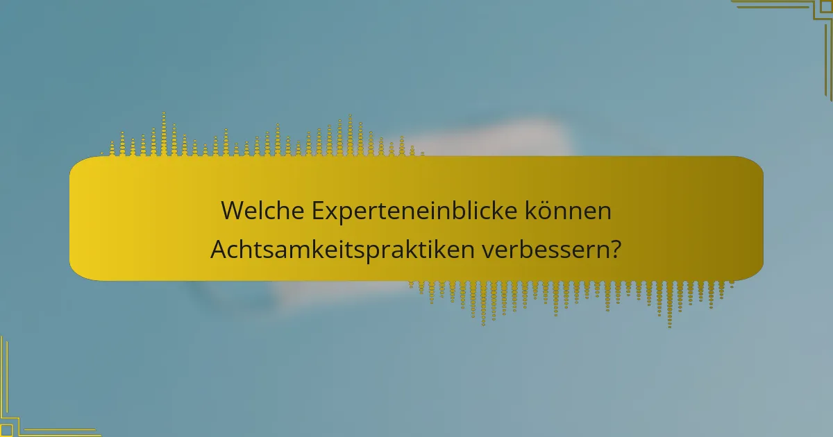 Welche Experteneinblicke können Achtsamkeitspraktiken verbessern?