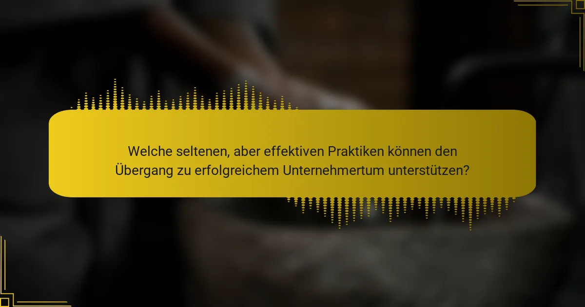 Welche seltenen, aber effektiven Praktiken können den Übergang zu erfolgreichem Unternehmertum unterstützen?